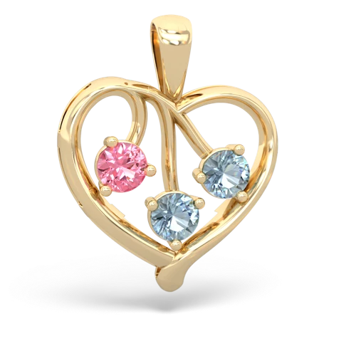 pink sapphire-aquamarine love heart pendant