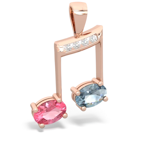pink sapphire-aquamarine music notes pendant