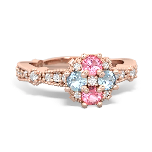 pink sapphire-aquamarine art deco engagement ring