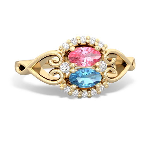 pink sapphire-blue topaz antique keepsake ring