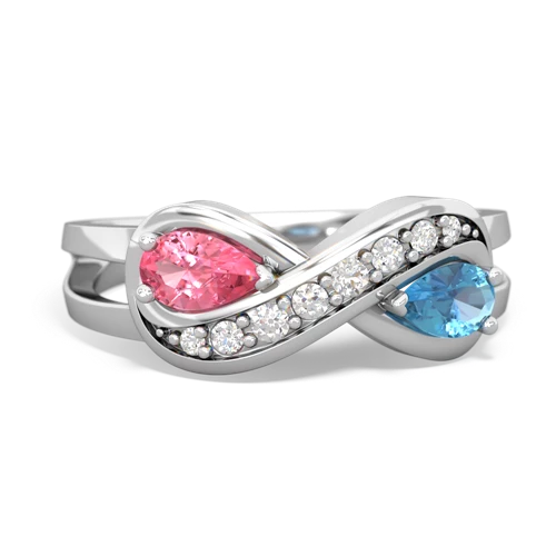 pink sapphire-blue topaz diamond infinity ring