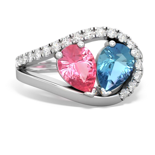 pink sapphire-blue topaz pave heart ring