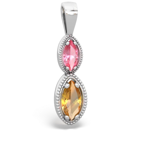 pink sapphire-citrine antique milgrain pendant