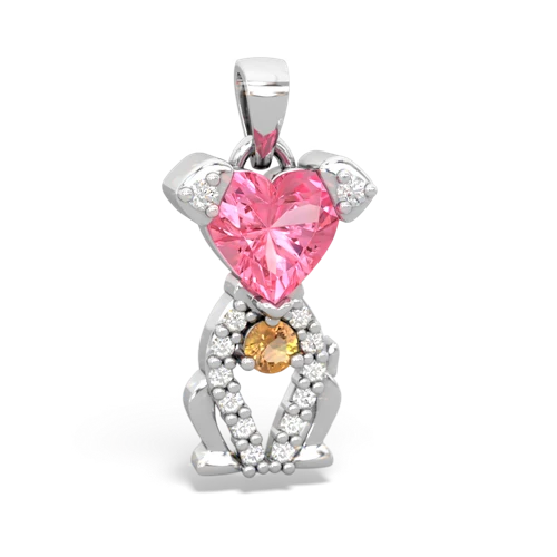pink sapphire-citrine birthstone puppy pendant