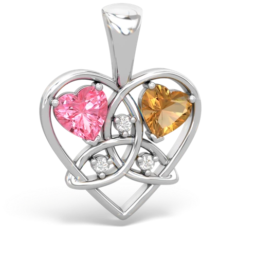 pink sapphire-citrine celtic heart pendant
