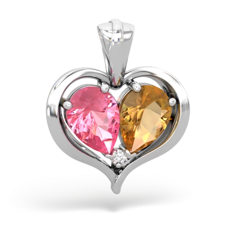 pink sapphire-citrine half heart whole pendant