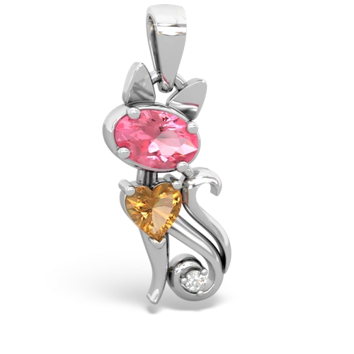 pink sapphire-citrine kitten pendant