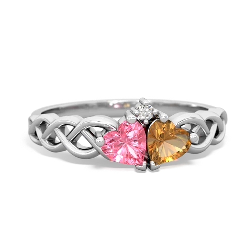 pink sapphire-citrine celtic braid ring
