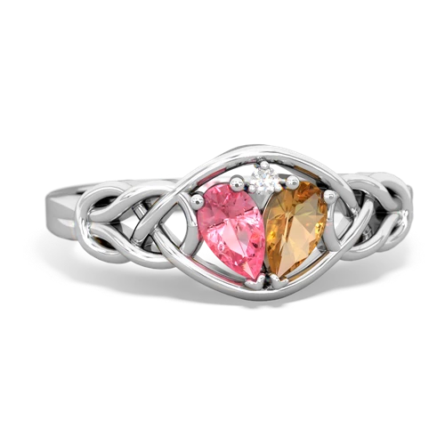 pink sapphire-citrine celtic knot ring