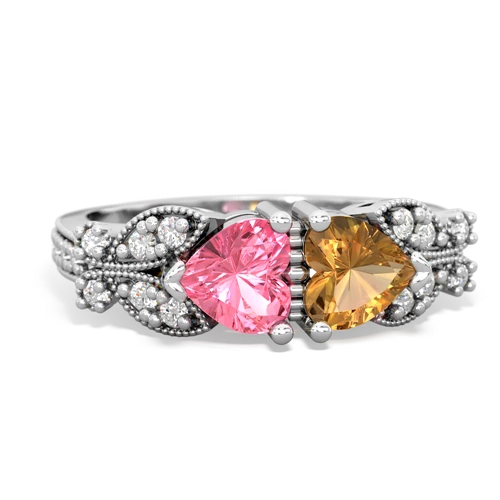 pink sapphire-citrine keepsake butterfly ring