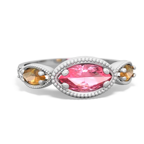 pink sapphire-citrine milgrain marquise ring