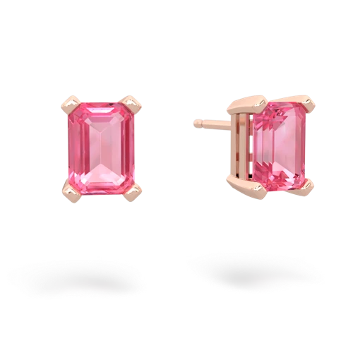pink sapphire emerald cut stud earrings