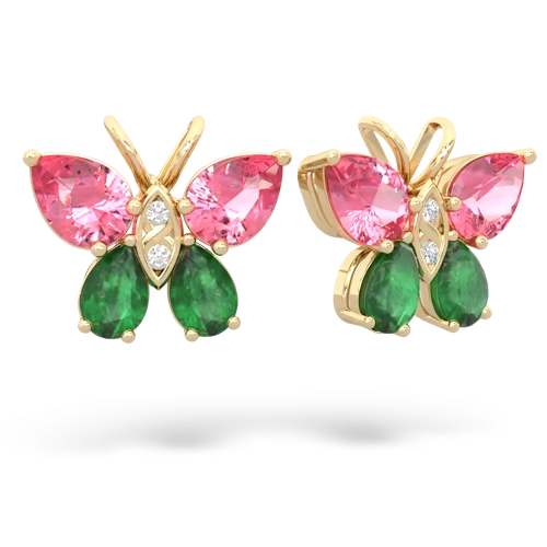 pink sapphire-emerald butterfly earrings
