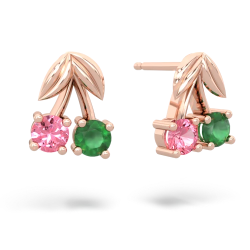 pink sapphire-emerald cherries earrings