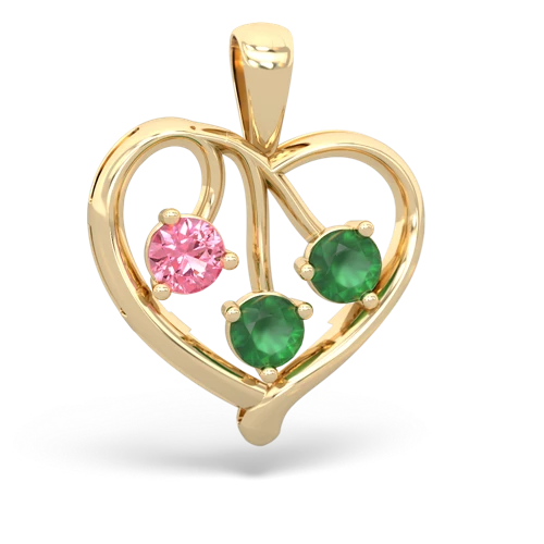 pink sapphire-emerald love heart pendant