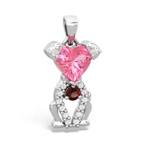 pink sapphire-garnet birthstone puppy pendant