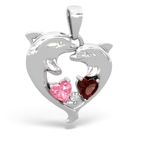 pink sapphire-garnet dolphins pendant