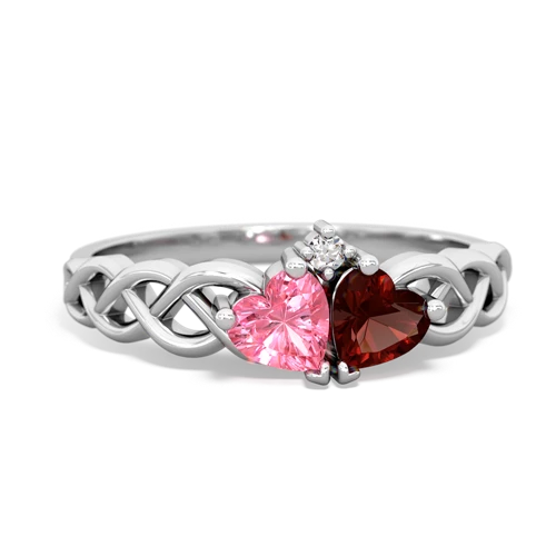 pink sapphire-garnet celtic braid ring