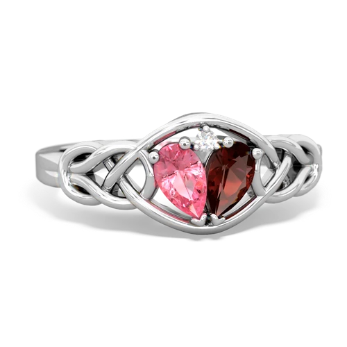 pink sapphire-garnet celtic knot ring
