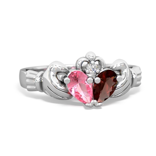 pink sapphire-garnet claddagh ring