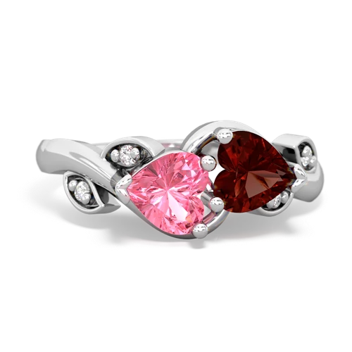 pink sapphire-garnet floral keepsake ring