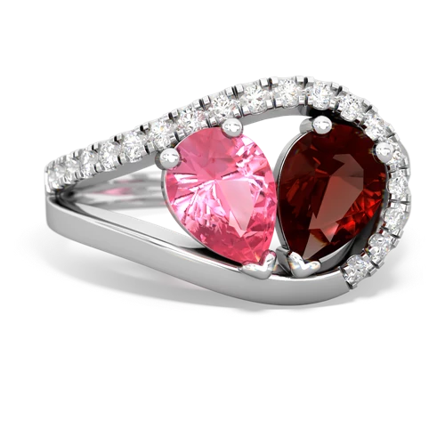 pink sapphire-garnet pave heart ring