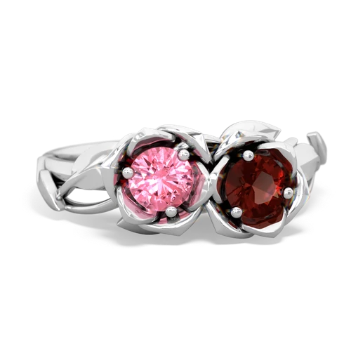 pink sapphire-garnet roses ring
