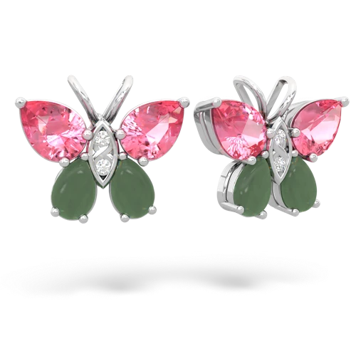 pink sapphire-jade butterfly earrings