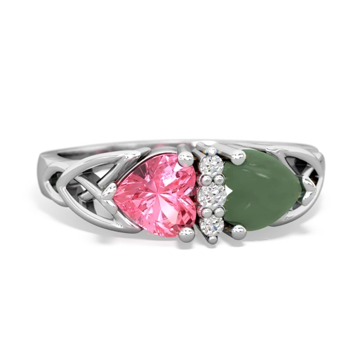 pink sapphire-jade celtic ring
