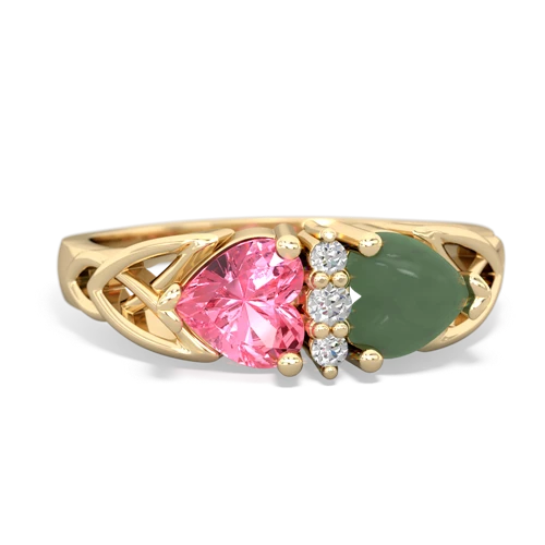 pink sapphire-jade celtic ring