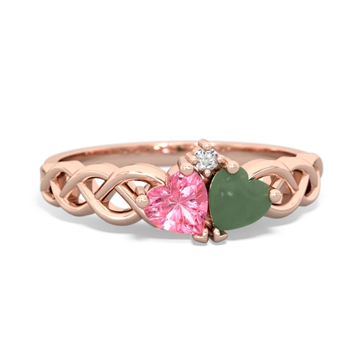 pink sapphire-jade celtic braid ring