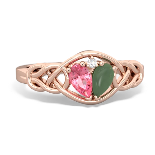 pink sapphire-jade celtic knot ring