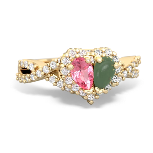 pink sapphire-jade engagement ring