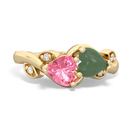 pink sapphire-jade floral keepsake ring