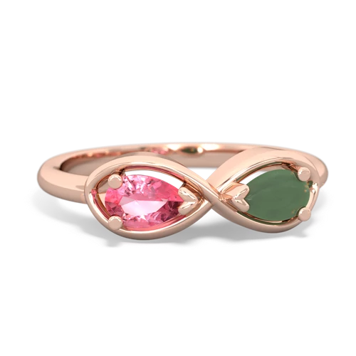 pink sapphire-jade infinity ring