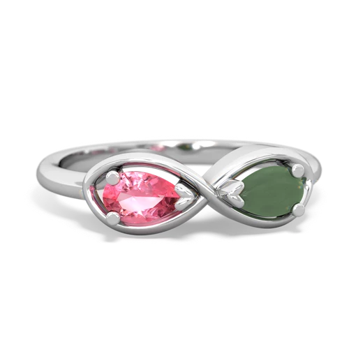 pink sapphire-jade infinity ring