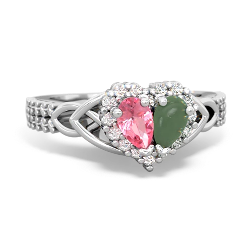pink sapphire-jade keepsake engagement ring
