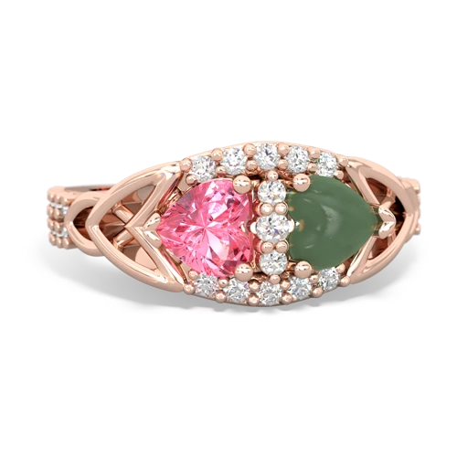 pink sapphire-jade keepsake engagement ring