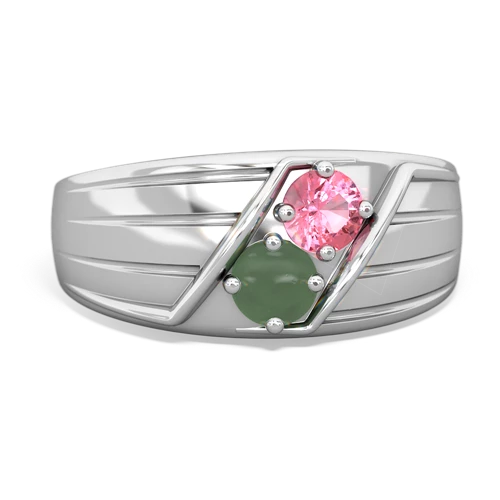 pink sapphire-jade mens ring