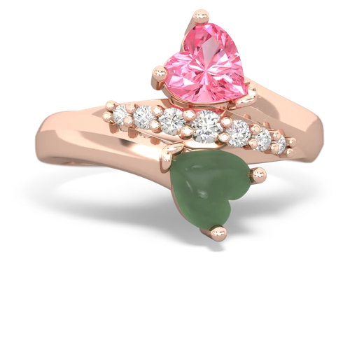 pink sapphire-jade modern ring