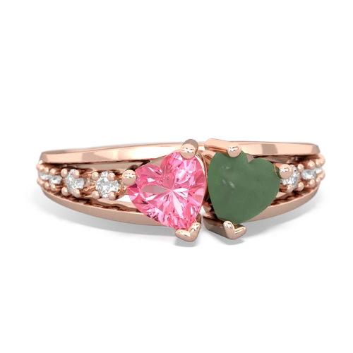 pink sapphire-jade modern ring