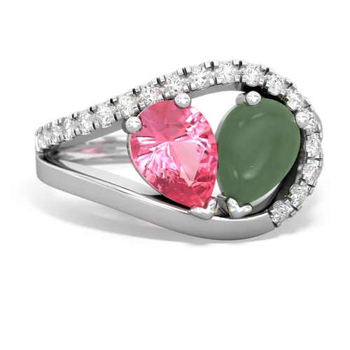 pink sapphire-jade pave heart ring