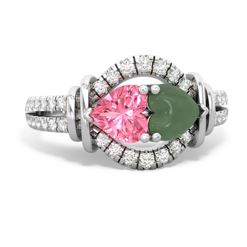 pink sapphire-jade pave keepsake ring
