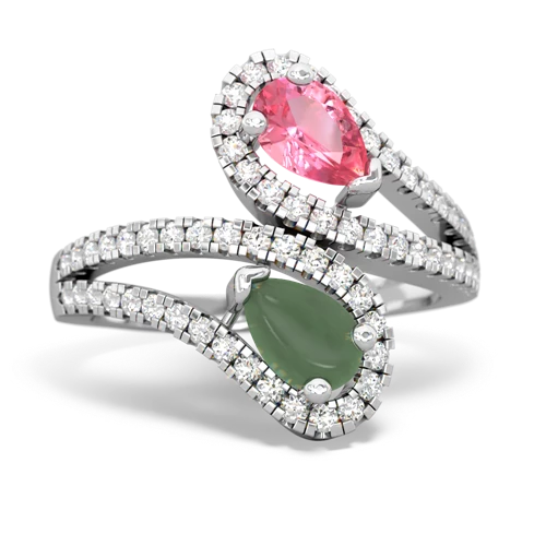 pink sapphire-jade pave swirls ring