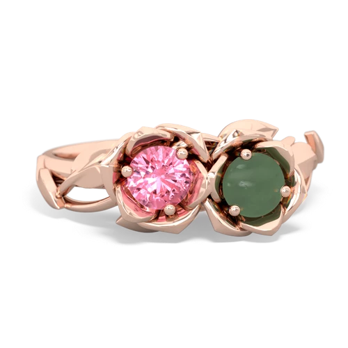 pink sapphire-jade roses ring