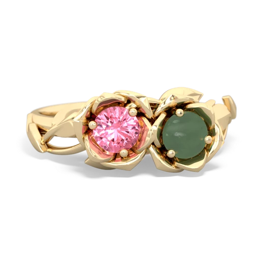 pink sapphire-jade roses ring