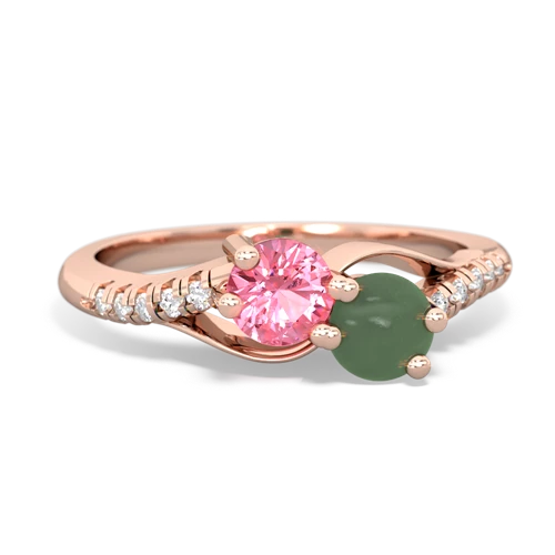 pink sapphire-jade two stone infinity ring