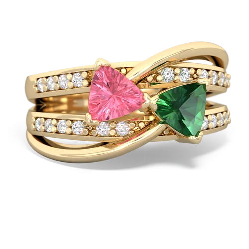 pink sapphire-lab emerald couture ring