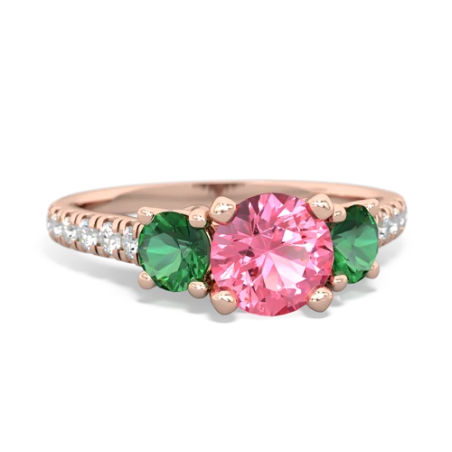 pink sapphire-lab emerald trellis pave ring