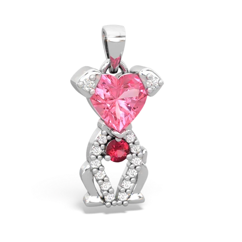 pink sapphire-lab ruby birthstone puppy pendant